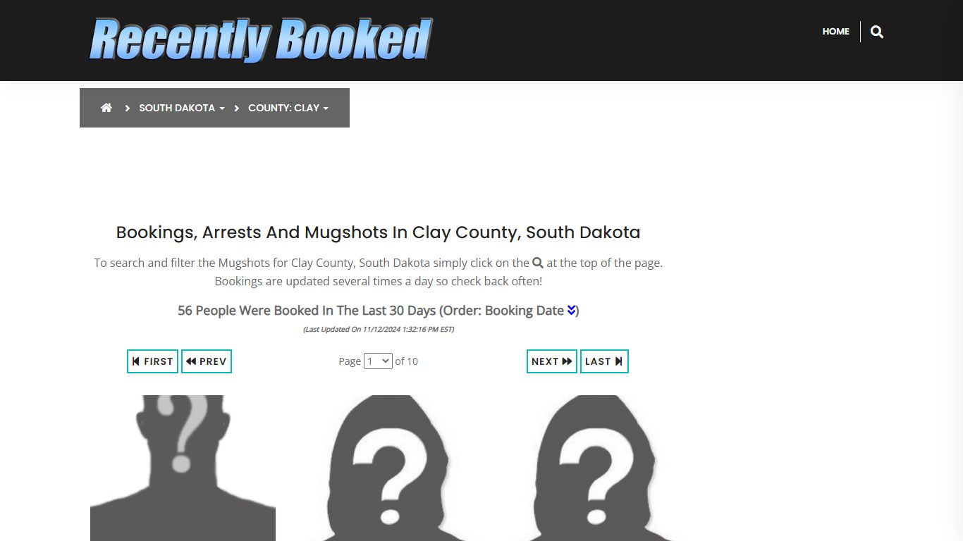 Bookings, Arrests and Mugshots in Clay County, South Dakota