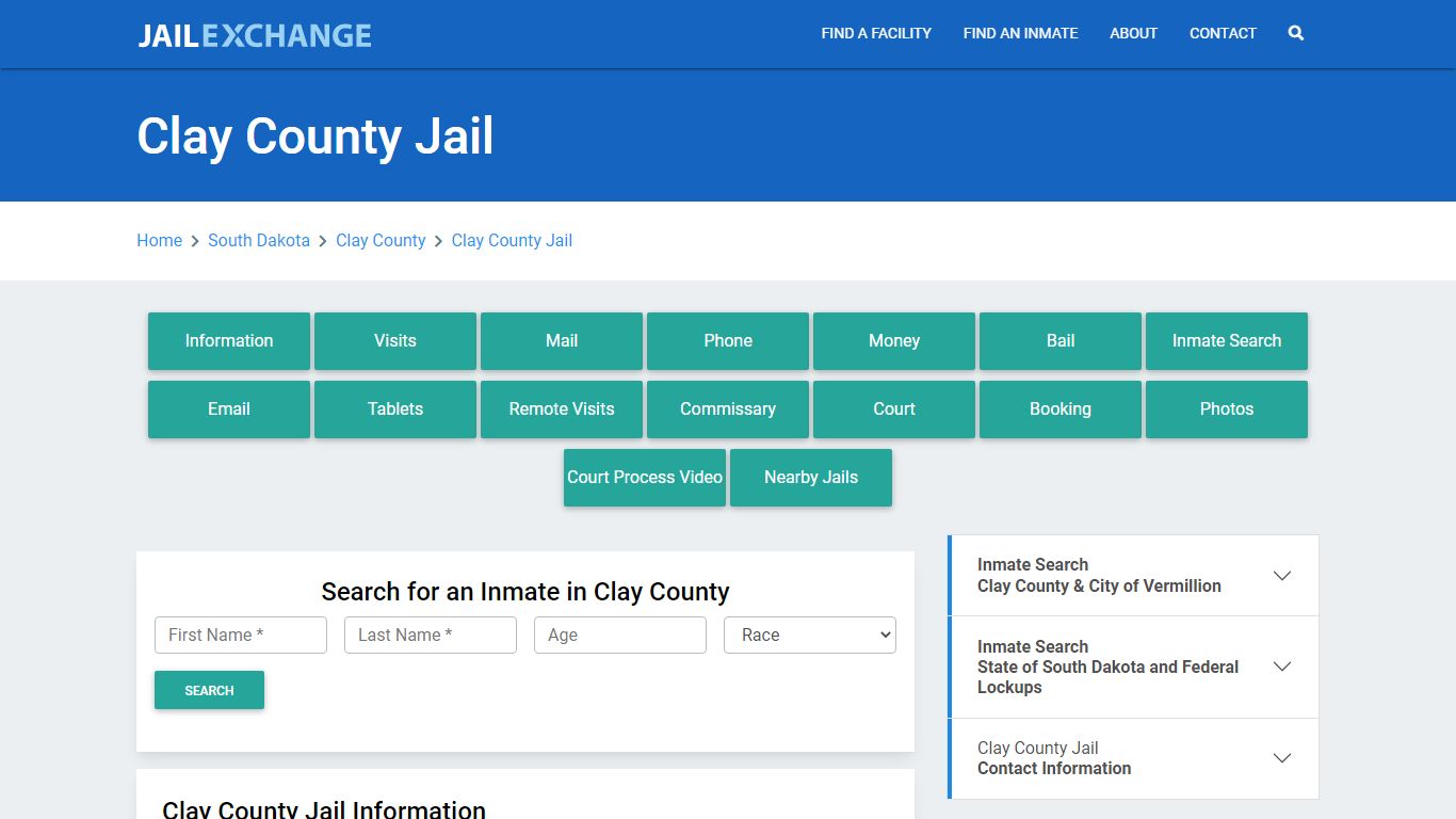 Clay County Jail Roster Lookup, SD, Inmate Search - Jail Exchange